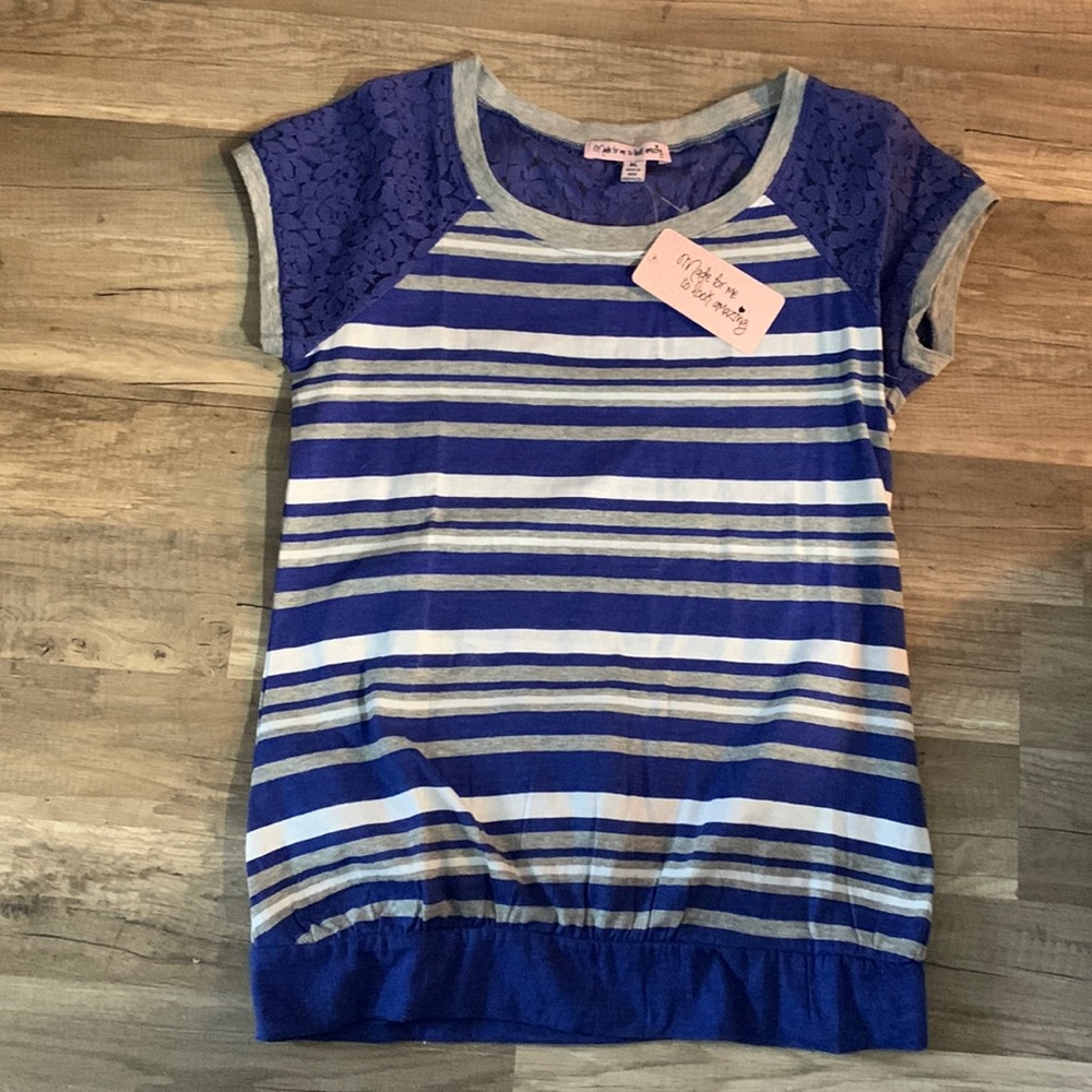 Short Sleeve Striped Top Sz XL Juniors Sz XL NWT